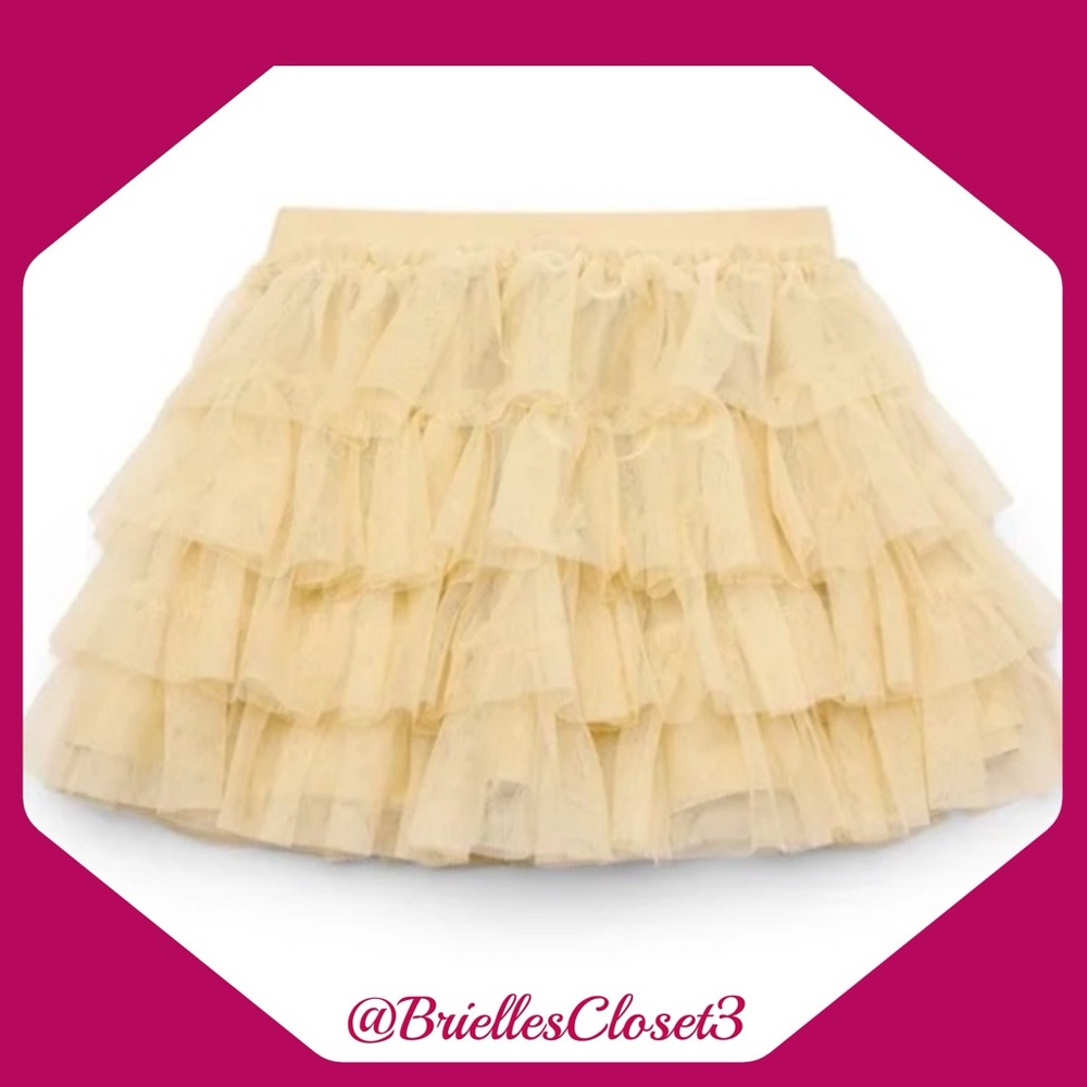 🌸 New 365 Kids From Garanimals Girls Tiered Mesh Skirt, Latta Gold